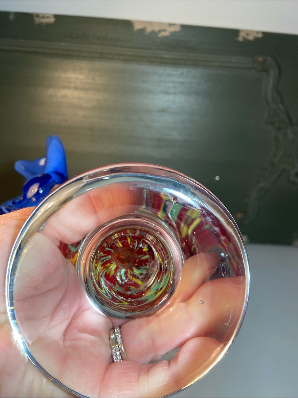 Handblown Glass Rooster Figurine in Red and Blue Accent - Picture 9 of 16